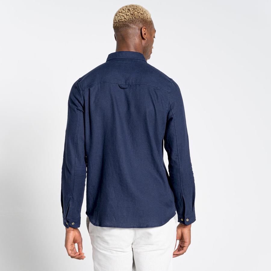 Chemises Craghoppers Nosibotanical Lagarto Long Sleeved Bleu Bleu Marine Homme | AZU-2625570