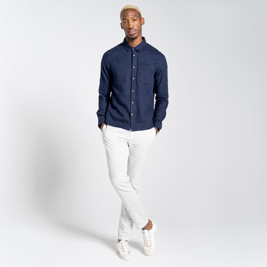 Chemises Craghoppers Nosibotanical Lagarto Long Sleeved Bleu Bleu Marine Homme | AZU-2625570