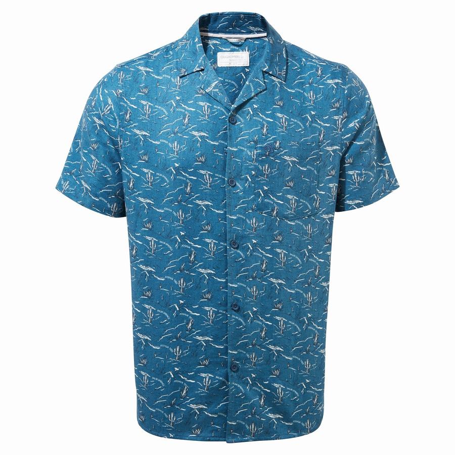 Chemises Craghoppers Nosibotanical Hula Corta Sleeved Bleu Marine Bleu Homme | ZPZ-9433535