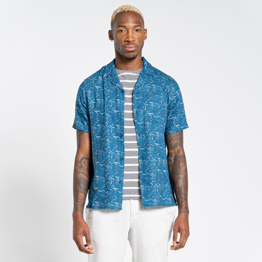 Chemises Craghoppers Nosibotanical Hula Corta Sleeved Bleu Marine Bleu Homme | ZPZ-9433535