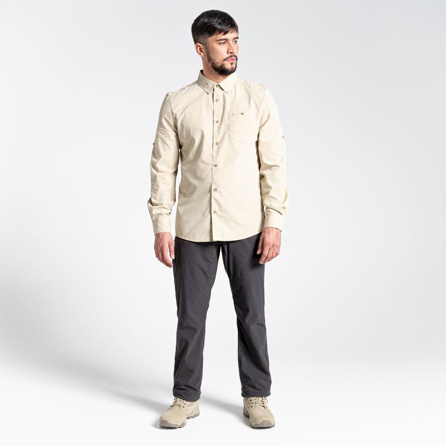 Chemises Craghoppers Kiwi Ridge Long Sleeved Beige Homme | BTS-4279491