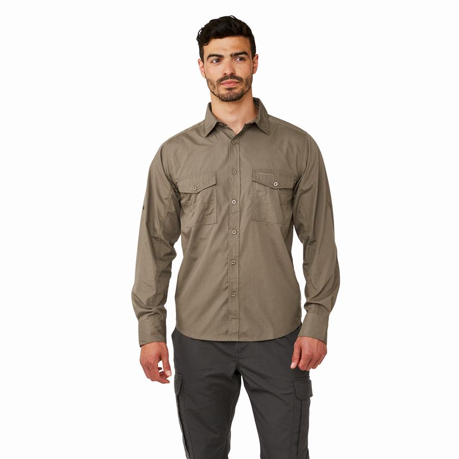 Chemises Craghoppers Kiwi Long-Sleeved Vert Homme | YMJ-7783015