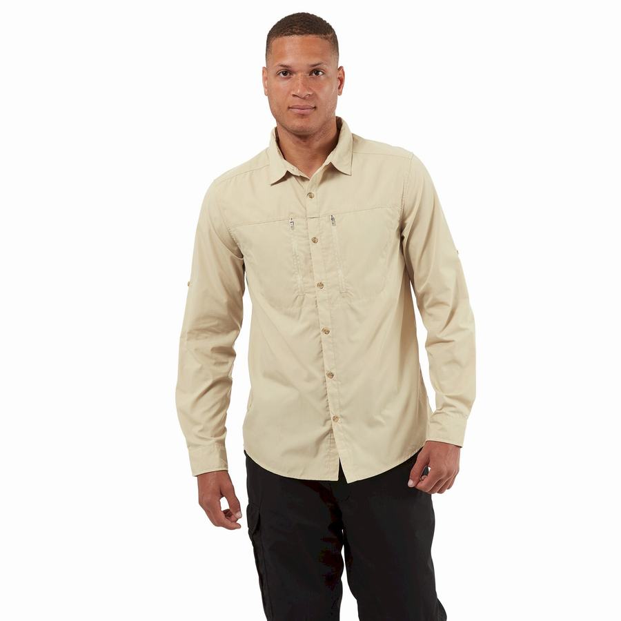 Chemises Craghoppers Kiwi Boulder Long Sleeved Beige Homme | FAJ-0325099