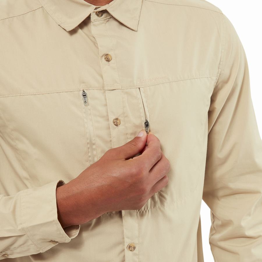 Chemises Craghoppers Kiwi Boulder Long Sleeved Beige Homme | FAJ-0325099