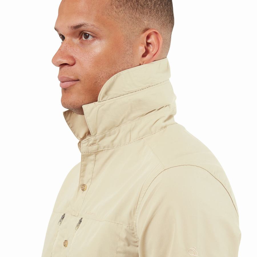 Chemises Craghoppers Kiwi Boulder Long Sleeved Beige Homme | FAJ-0325099