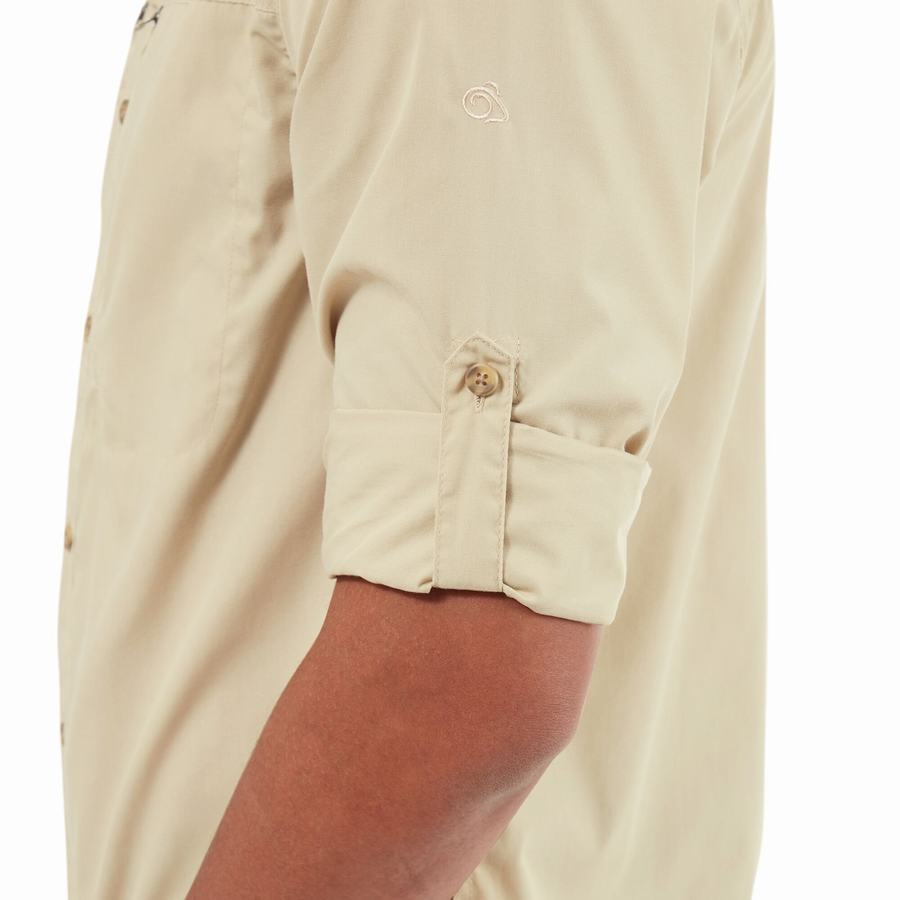 Chemises Craghoppers Kiwi Boulder Long Sleeved Beige Homme | FAJ-0325099