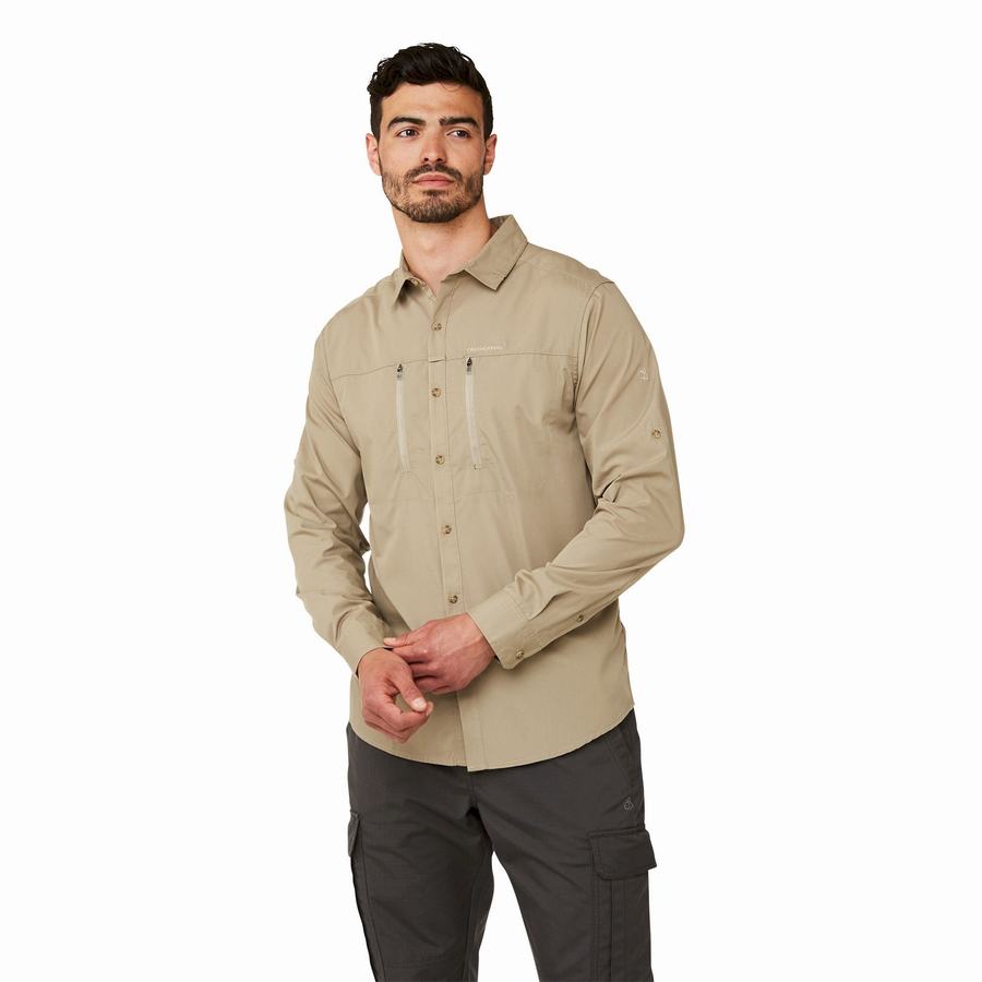 Chemises Craghoppers Kiwi Boulder Long Sleeved Kaki Homme | BYD-7949356