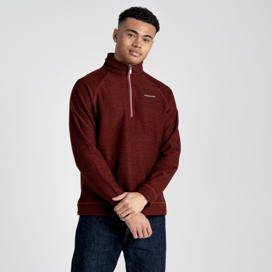 Chandails Craghoppers Elton Half Zip Rouge Foncé Homme | ADQ-0058112