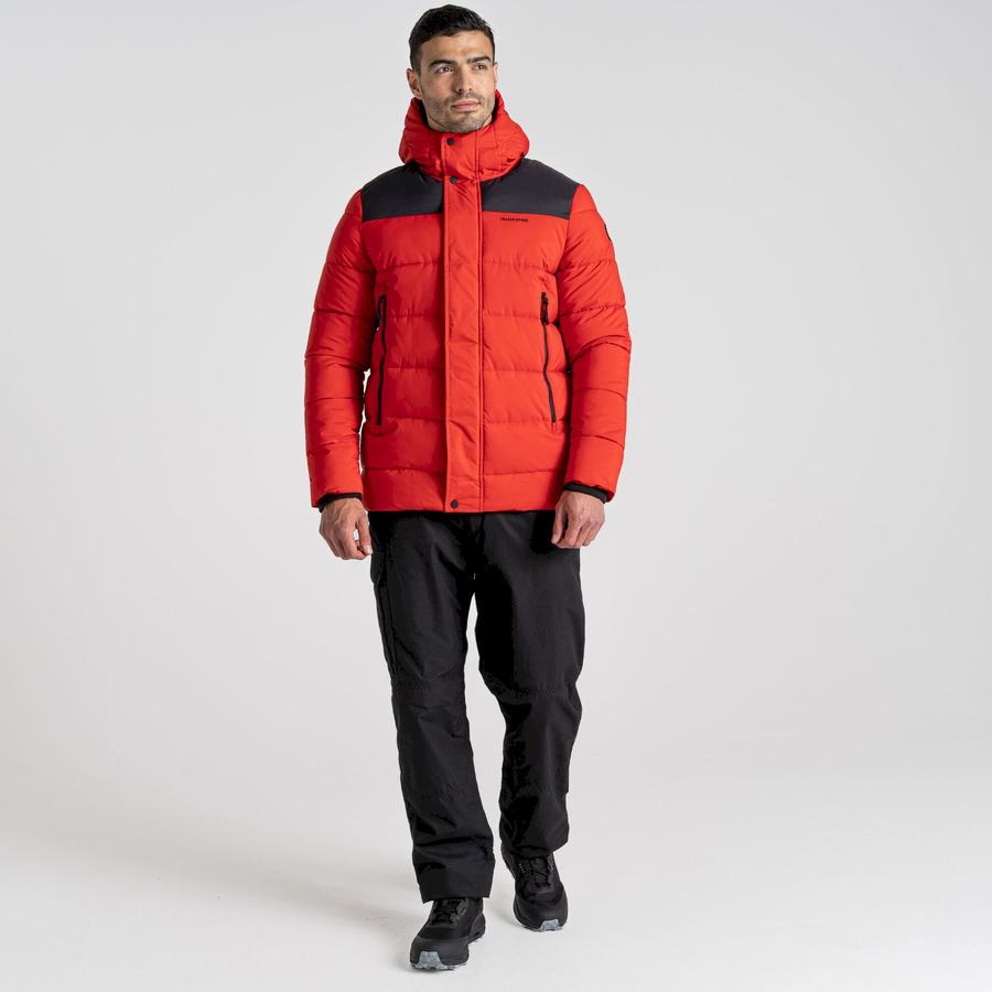 Vestes Craghoppers Sutherland Insulated Encapuchonné Rouge Noir Homme | AHY-0035917