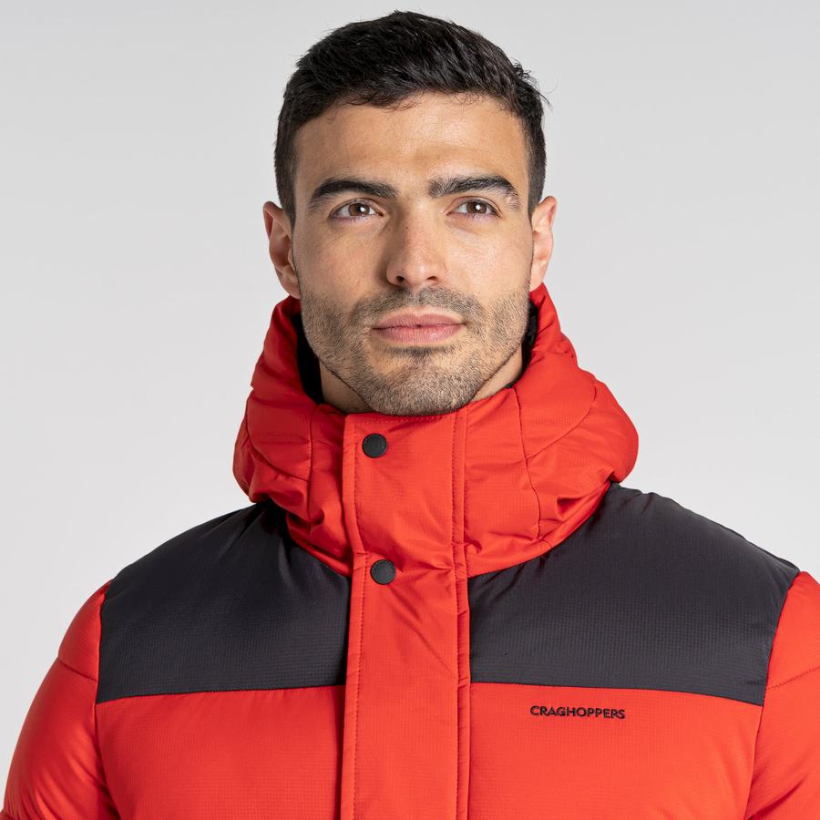 Vestes Craghoppers Sutherland Insulated Encapuchonné Rouge Noir Homme | AHY-0035917