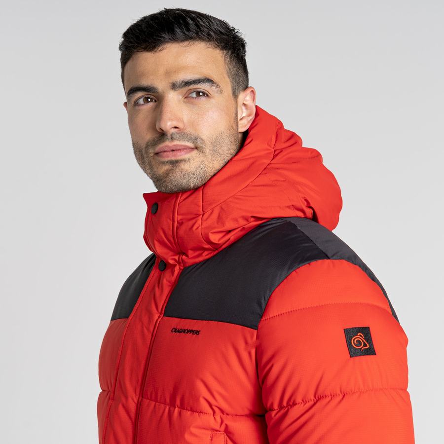 Vestes Craghoppers Sutherland Insulated Encapuchonné Rouge Noir Homme | AHY-0035917