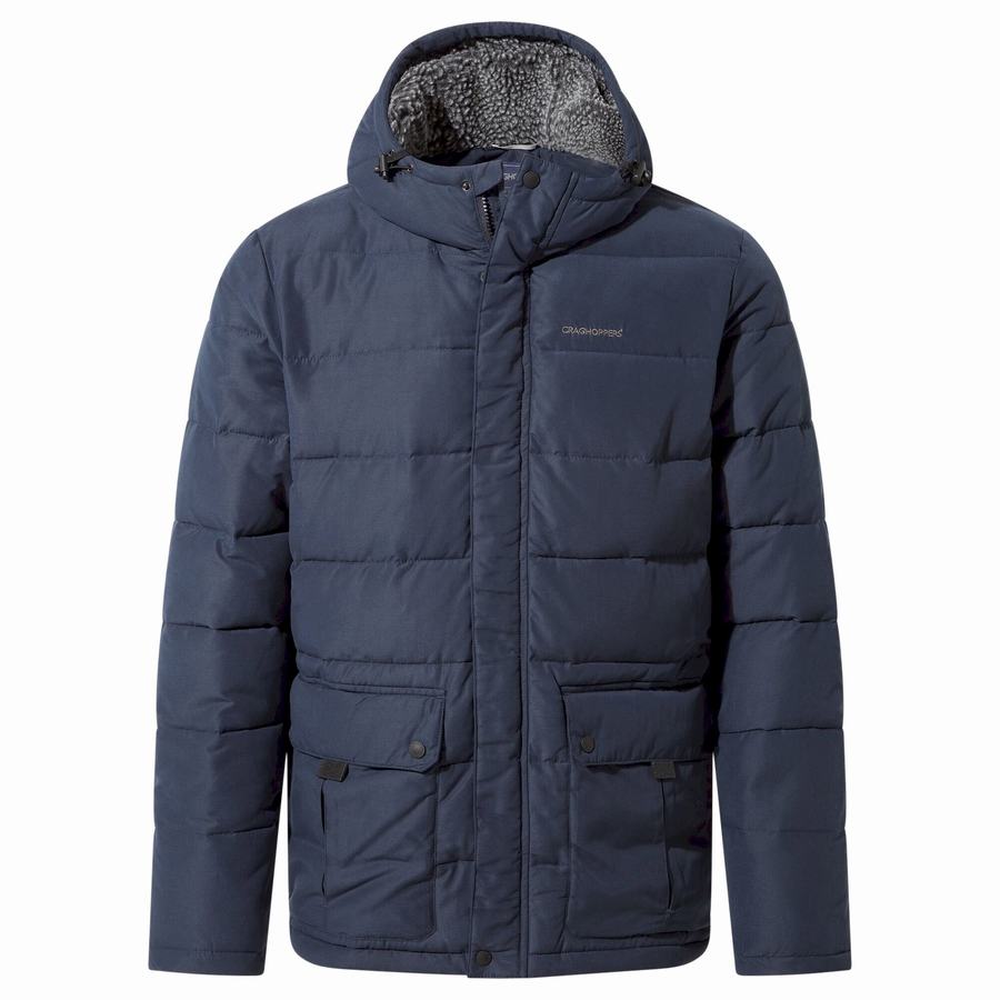 Vestes Craghoppers Insulated Trillick Downhike Encapuchonné Bleu Marine Bleu Foncé Homme | QFX-9073844