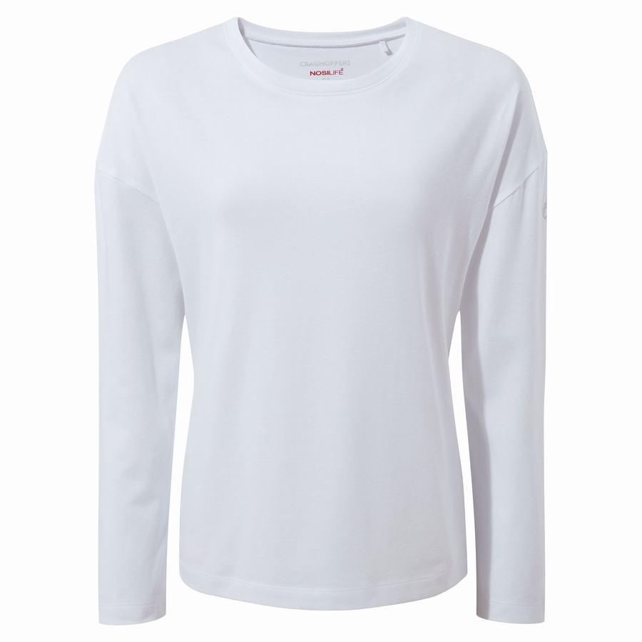 T Shirts Craghoppers NosiLife Sami Long Sleeved Blanche Femme | LOK-3880898