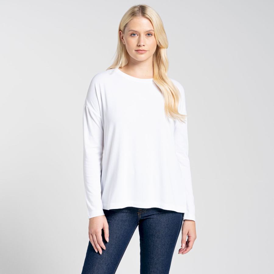 T Shirts Craghoppers NosiLife Sami Long Sleeved Blanche Femme | LOK-3880898