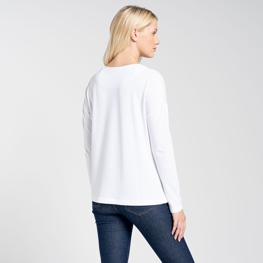 T Shirts Craghoppers NosiLife Sami Long Sleeved Blanche Femme | LOK-3880898