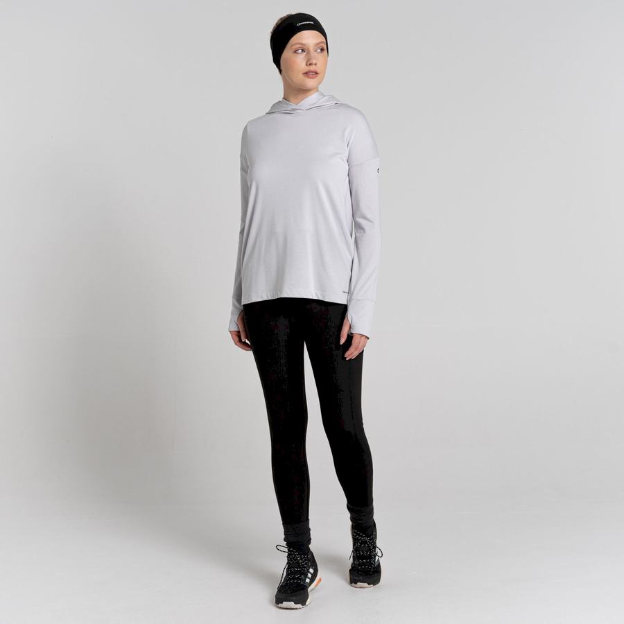 T Shirts Craghoppers Serrow Encapuchonné Long Sleeved Argent Femme | VOL-9149265