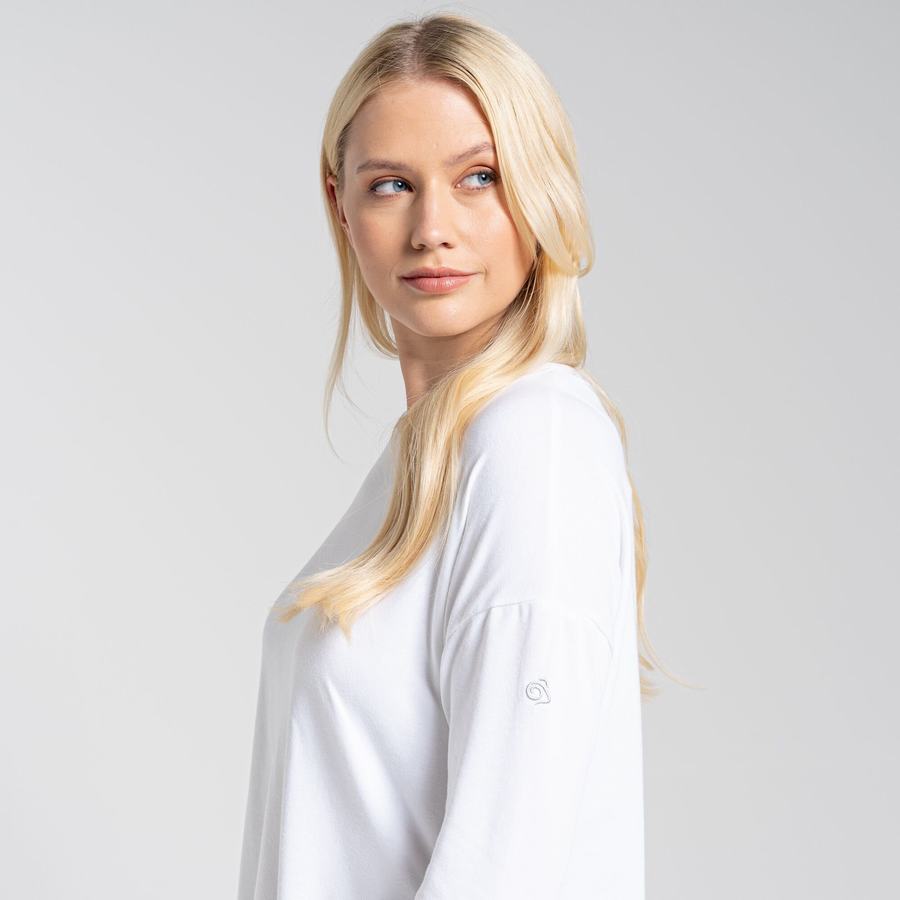 T Shirts Craghoppers NosiLife Sami Long Sleeved Blanche Femme | LOK-3880898