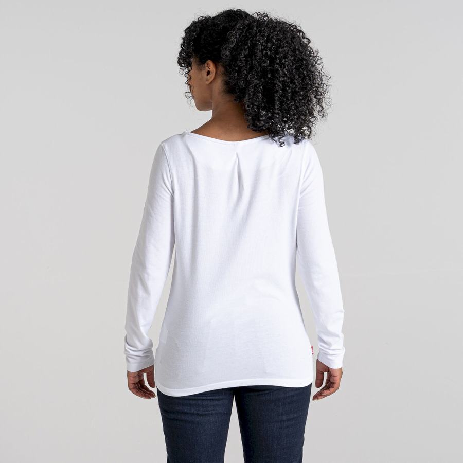 T Shirts Craghoppers NosiLife Erin Long Sleeved Blanche Femme | EVF-0895800