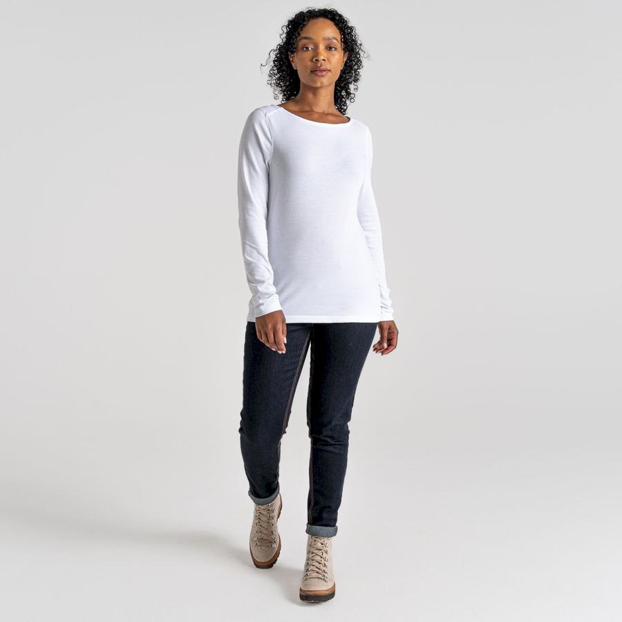 T Shirts Craghoppers NosiLife Erin Long Sleeved Blanche Femme | EVF-0895800