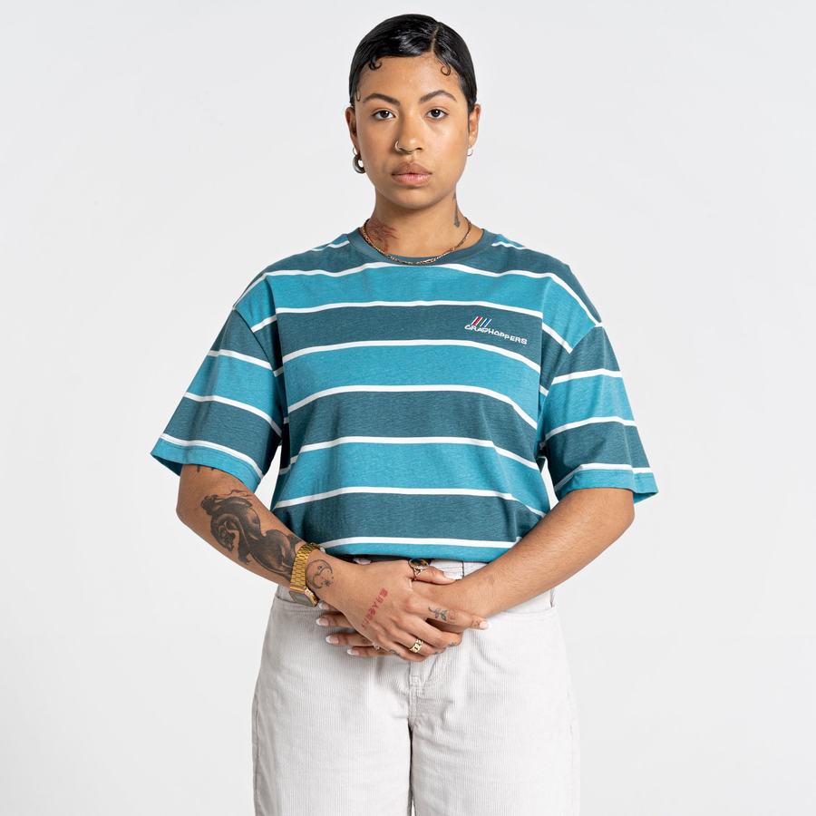 T Shirts Craghoppers Ventura Corta Sleeved Vert Stripes Femme | WXY-8180007