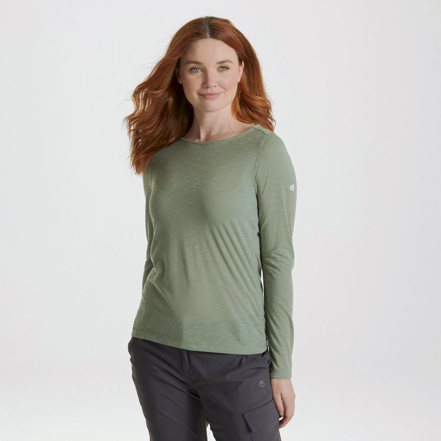 T Shirts Craghoppers NosiLife Erin Long Sleeved Vert Olive Femme | GLU-7411370