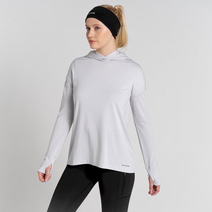 T Shirts Craghoppers Serrow Encapuchonné Long Sleeved Argent Femme | VOL-9149265