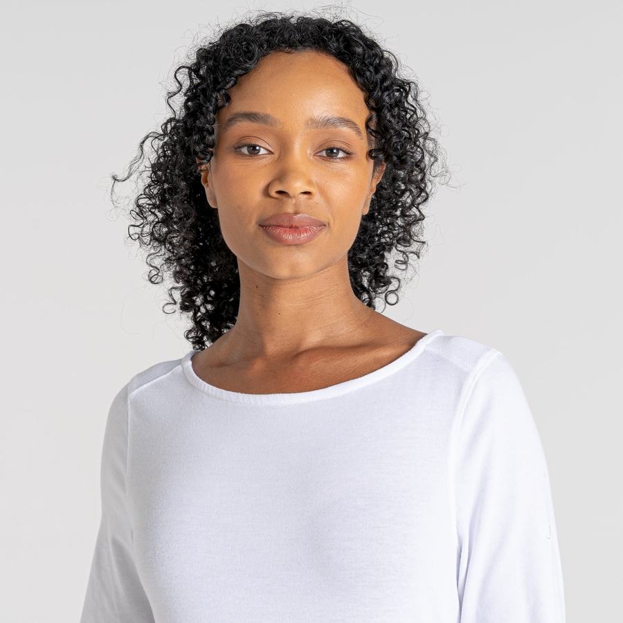 T Shirts Craghoppers NosiLife Erin Long Sleeved Blanche Femme | EVF-0895800