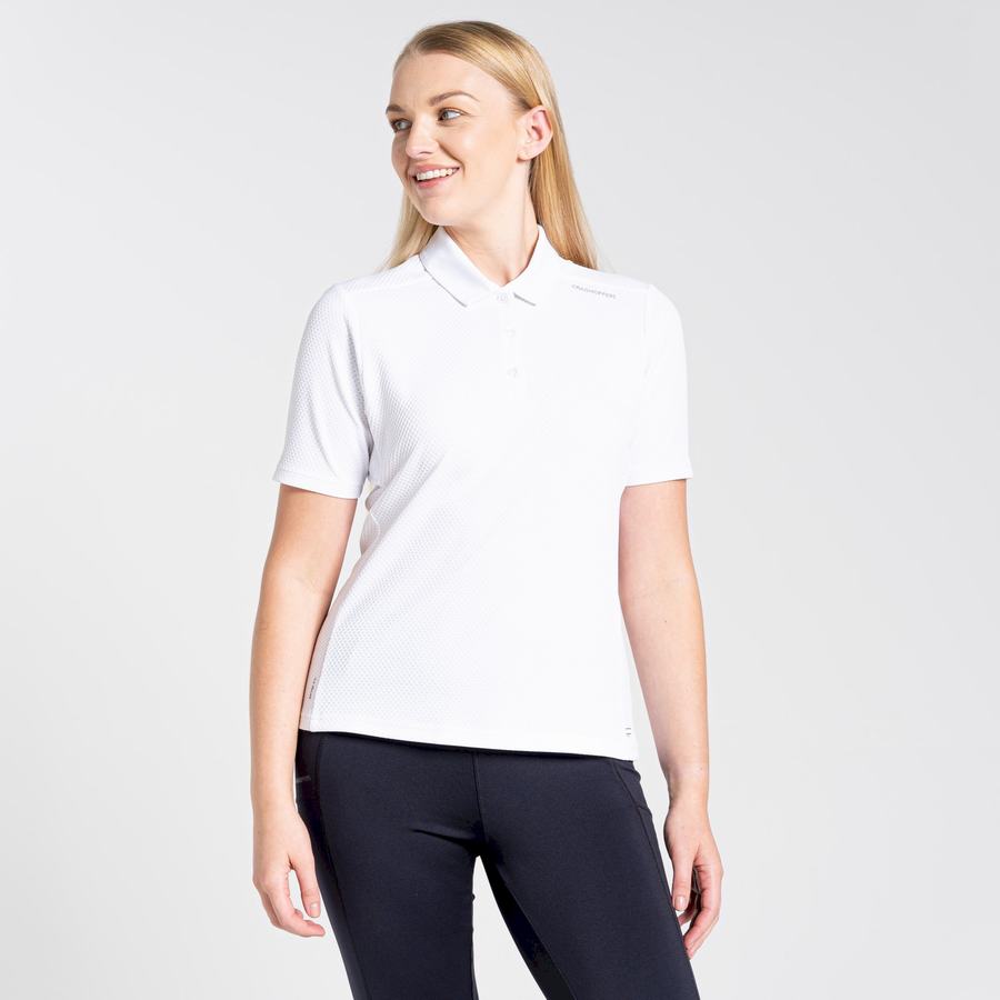 T Shirts Craghoppers NosiLife Corta Sleeved Polo Blanche Femme | WZC-4755184