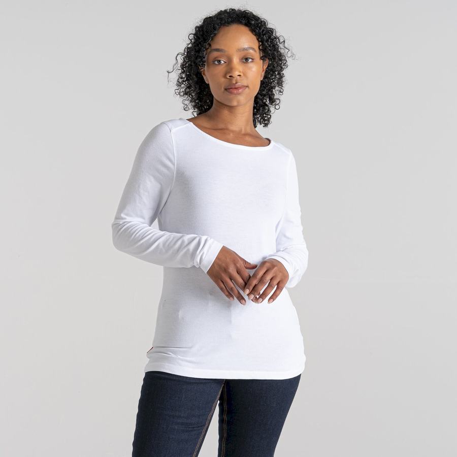 T Shirts Craghoppers NosiLife Erin Long Sleeved Blanche Femme | EVF-0895800