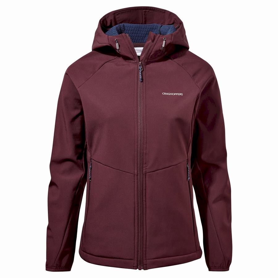 Vestes Craghoppers Kalti Weatherproof Encapuchonné Rouge Foncé Femme | ROO-9255895