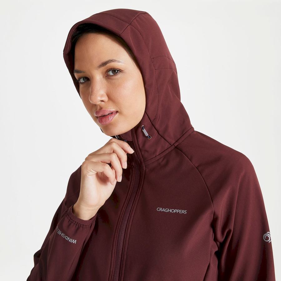 Vestes Craghoppers Kalti Weatherproof Encapuchonné Rouge Foncé Femme | ROO-9255895