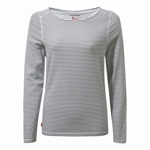 T Shirts Craghoppers NosiLife Erin Long Sleeved Bleu Bleu Marine Stripes Femme | PNX-1367888