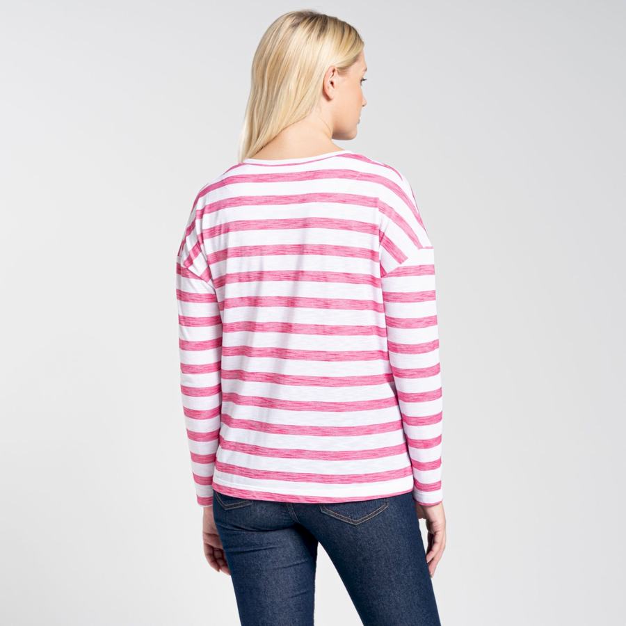 T Shirts Craghoppers NosiLife Cora Long Sleeved Violette Fleur Stripes Femme | VDL-5884139