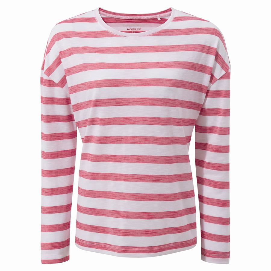 T Shirts Craghoppers NosiLife Cora Long Sleeved Violette Fleur Stripes Femme | VDL-5884139