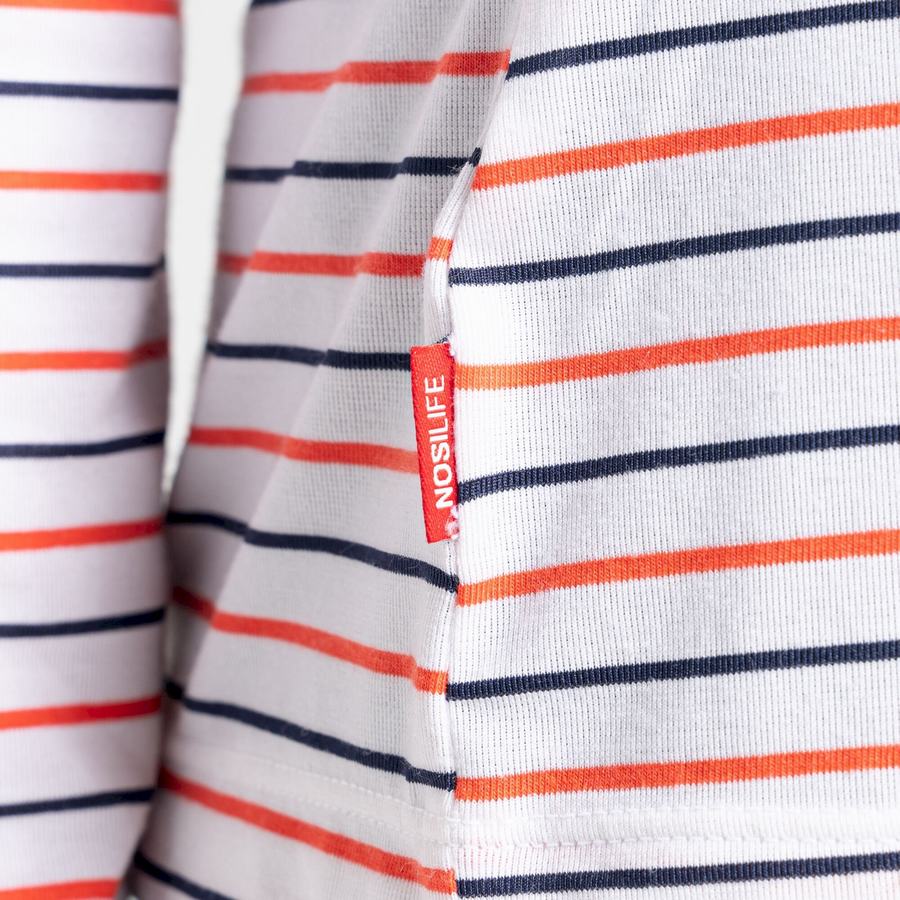 T Shirts Craghoppers NosiLife Cora Long Sleeved Bleu Bleu Marine Orange Stripes Femme | ZON-4959155