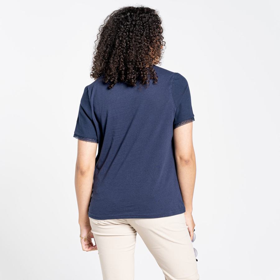 T Shirts Craghoppers Nosibotanical Lavern Corta Sleeved Bleu Bleu Marine Femme | BMQ-1800412