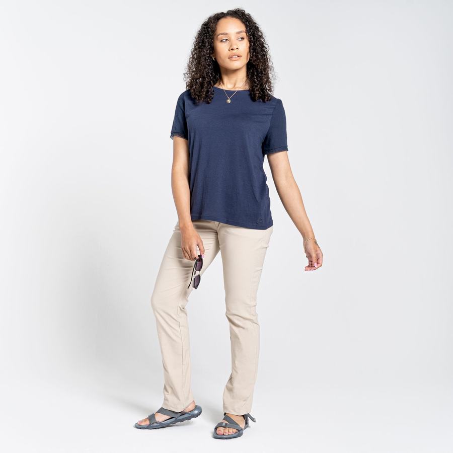 T Shirts Craghoppers Nosibotanical Lavern Corta Sleeved Bleu Bleu Marine Femme | BMQ-1800412