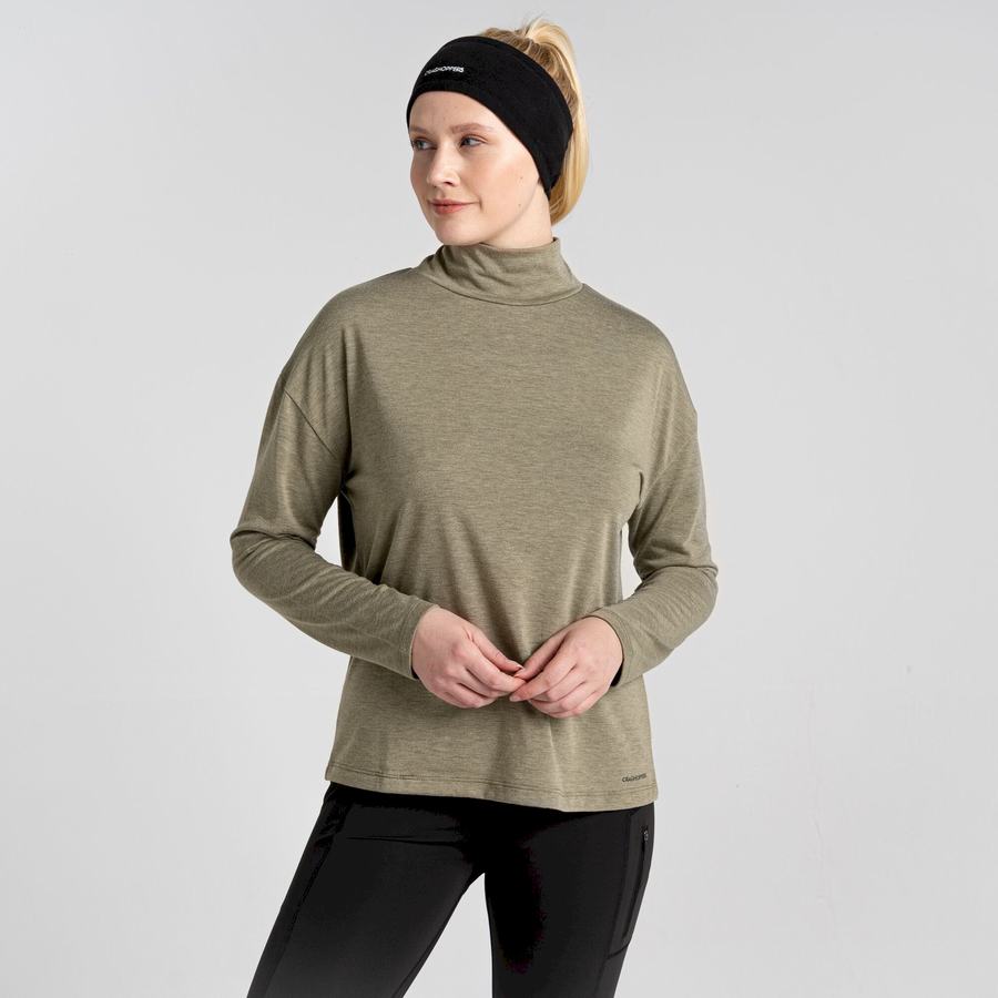 T Shirts Craghoppers Meridan Long Sleeved Vert Olive Femme | FDN-4749094