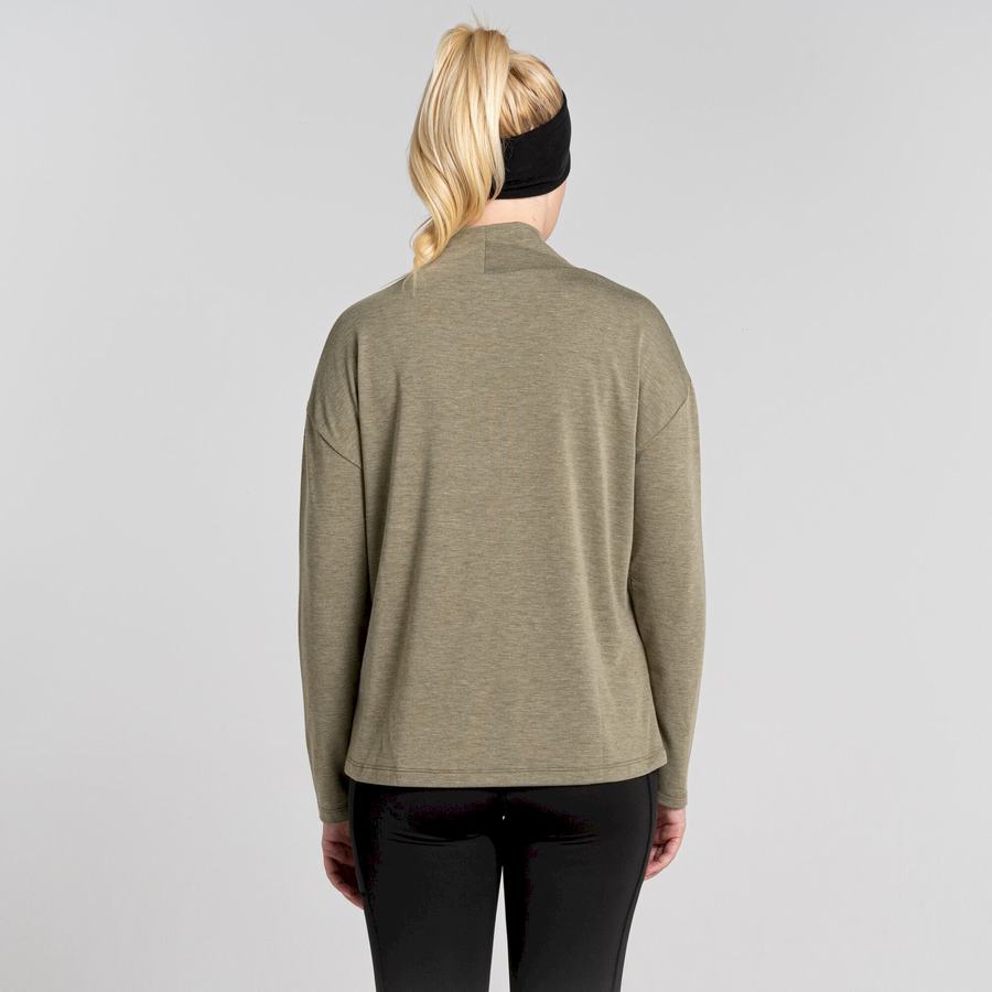 T Shirts Craghoppers Meridan Long Sleeved Vert Olive Femme | FDN-4749094