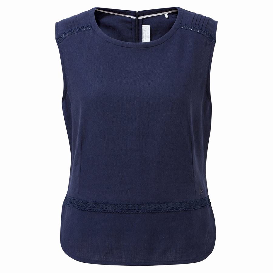 T Shirts Craghoppers Nosibotanical Bonita Vest Bleu Bleu Marine Femme | BTO-6211183