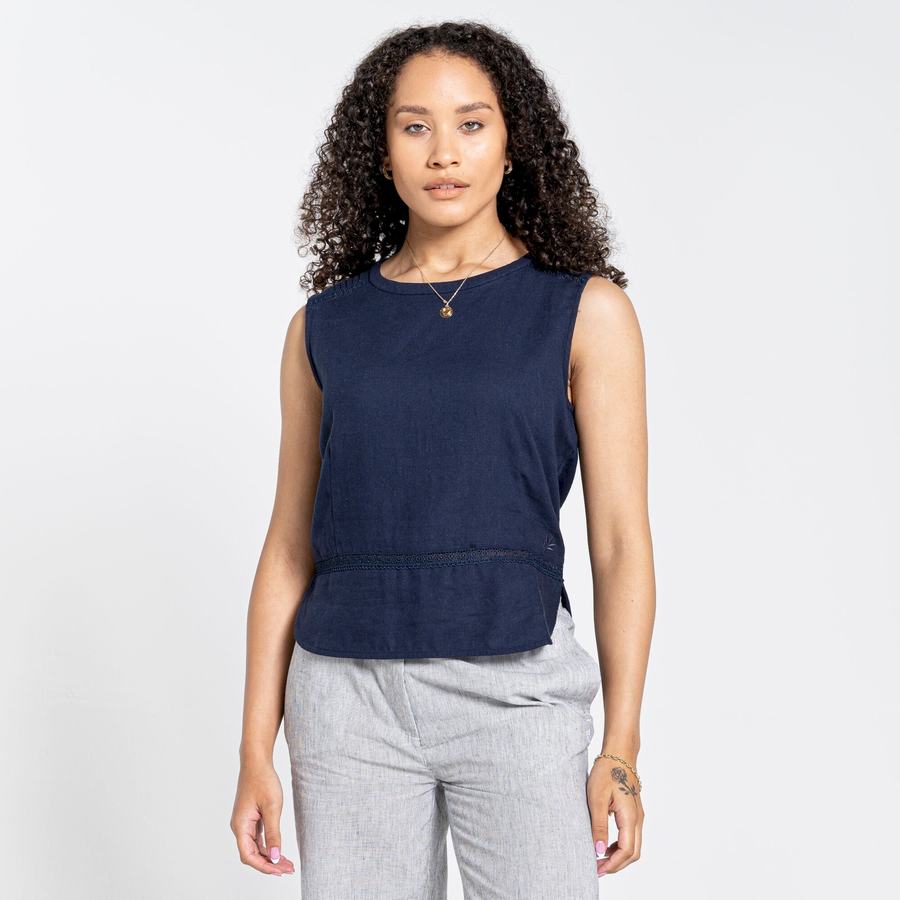 T Shirts Craghoppers Nosibotanical Bonita Vest Bleu Bleu Marine Femme | BTO-6211183