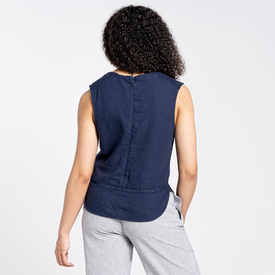 T Shirts Craghoppers Nosibotanical Bonita Vest Bleu Bleu Marine Femme | BTO-6211183