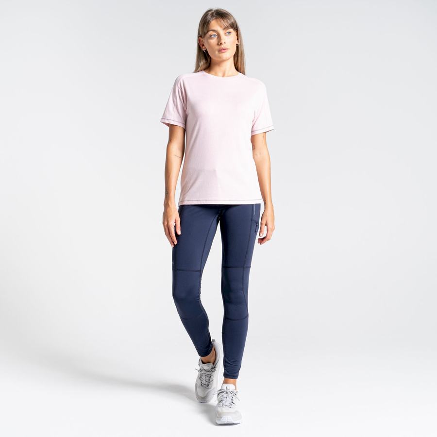 T Shirts Craghoppers Dynamic Corta Sleeved Rose Femme | UYP-0849064