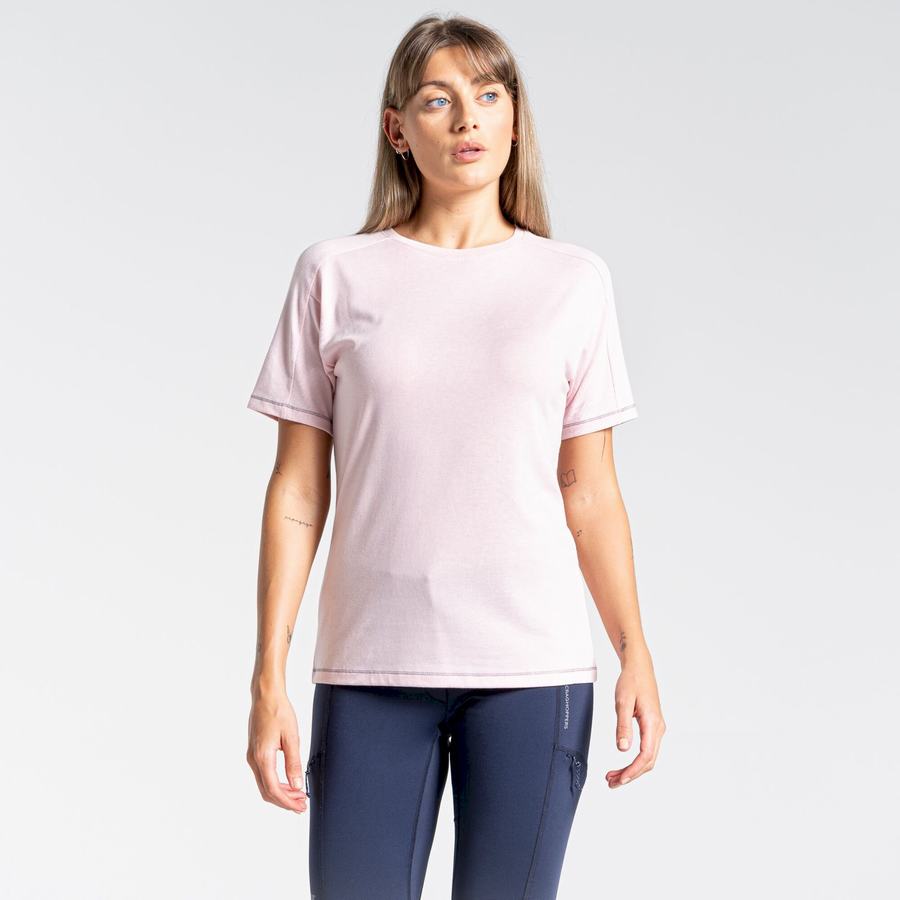 T Shirts Craghoppers Dynamic Corta Sleeved Rose Femme | UYP-0849064