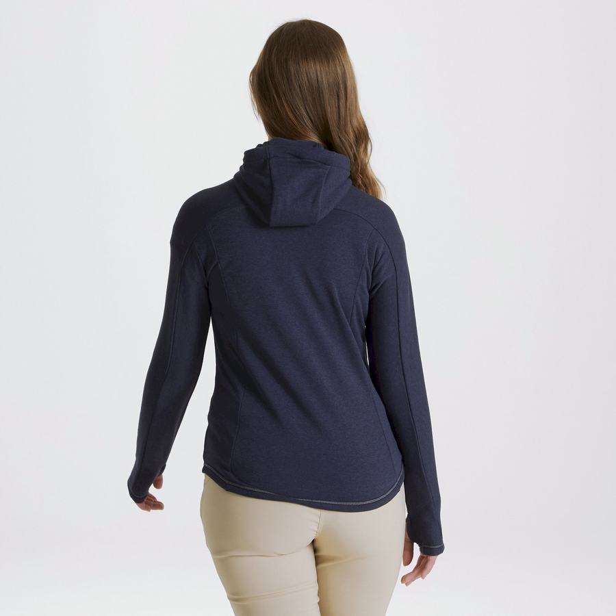 T Shirts Craghoppers Dynamic Encapuchonné Half Zip Bleu Bleu Marine Femme | YHW-1822847