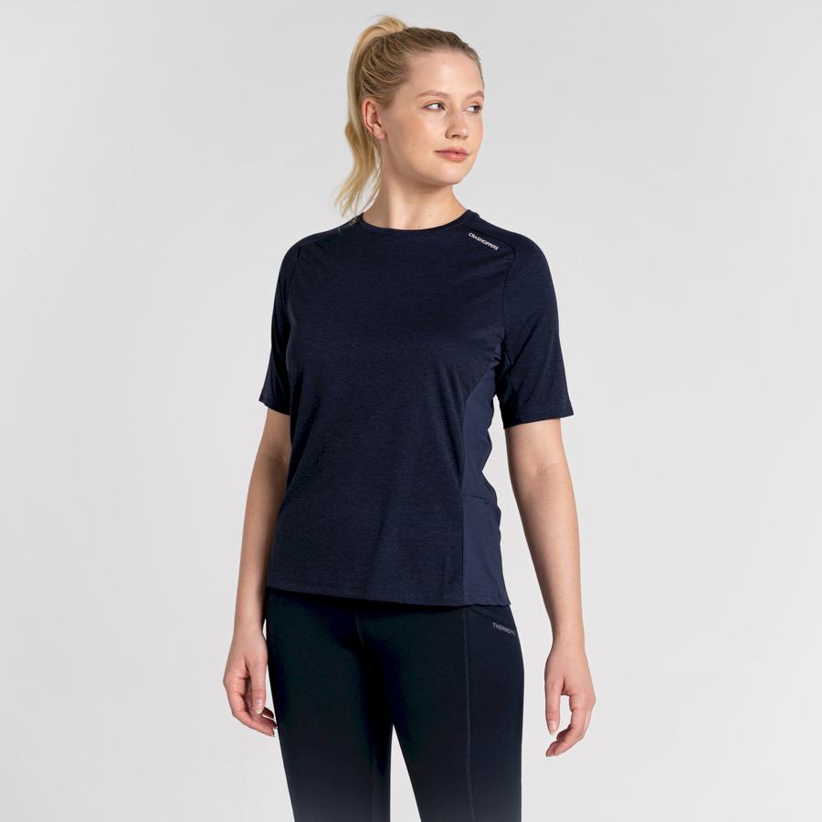 T Shirts Craghoppers Dynamic Pro Corta Sleeve Bleu Bleu Marine Femme | TLP-6521247