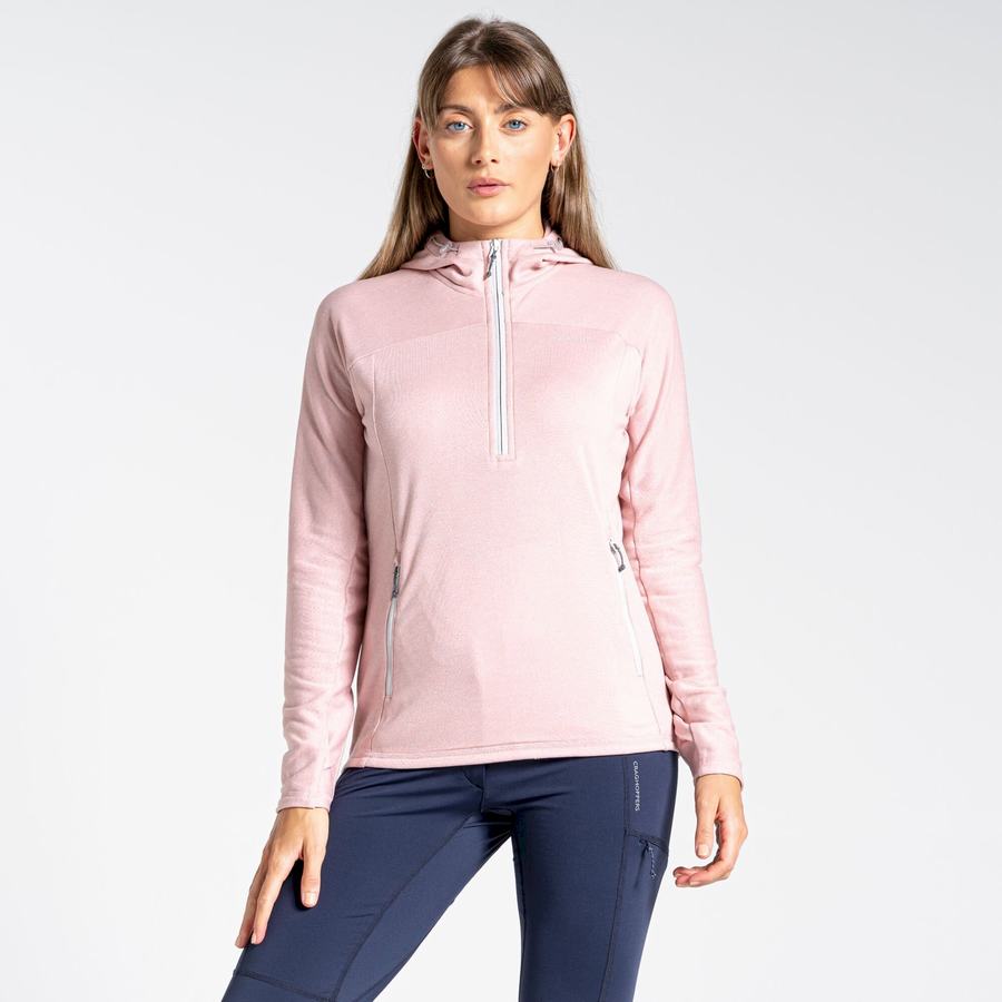 T Shirts Craghoppers Dynamic Encapuchonné Half Zip Top Rose Femme | LIV-5469487