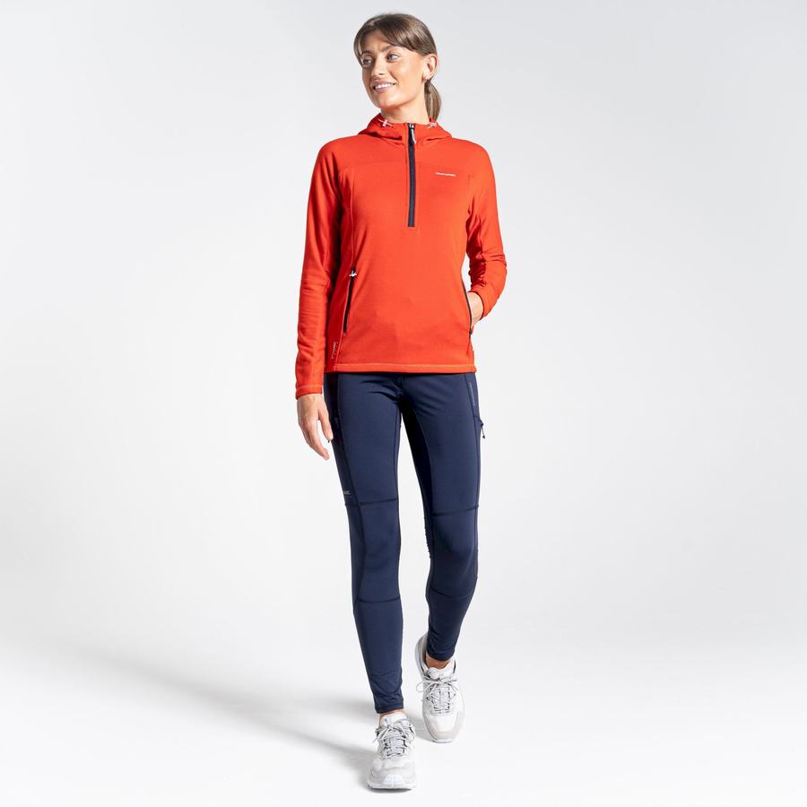 T Shirts Craghoppers Dynamic Encapuchonné Half Zip Top Orange Femme | HAP-1760470