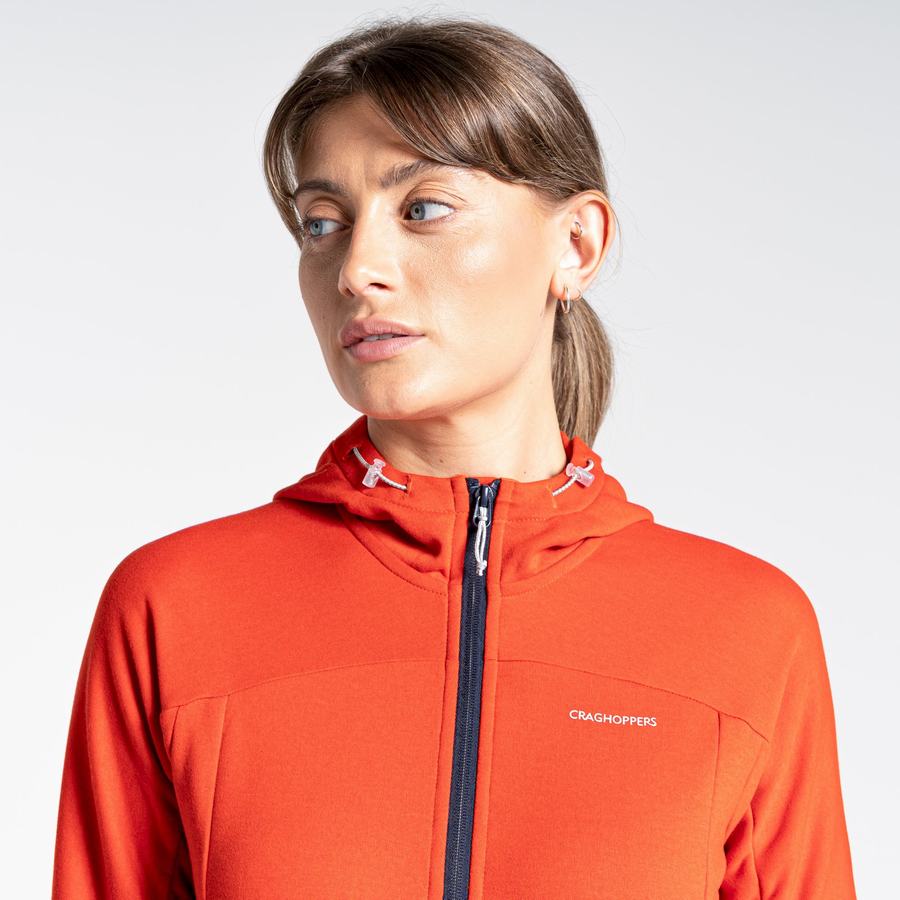 T Shirts Craghoppers Dynamic Encapuchonné Half Zip Top Orange Femme | HAP-1760470