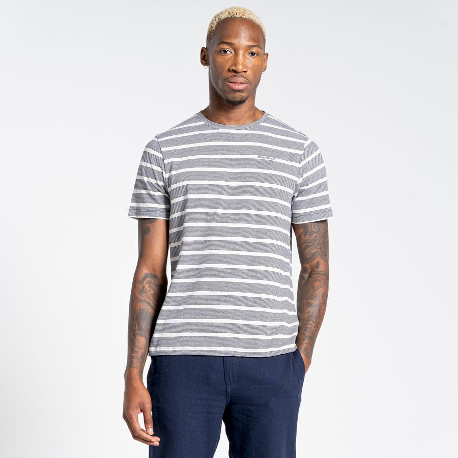 T Shirts Craghoppers Nosibotanical Sten Corta Sleeved Bleu Bleu Marine Stripes Homme | ZPY-8783243